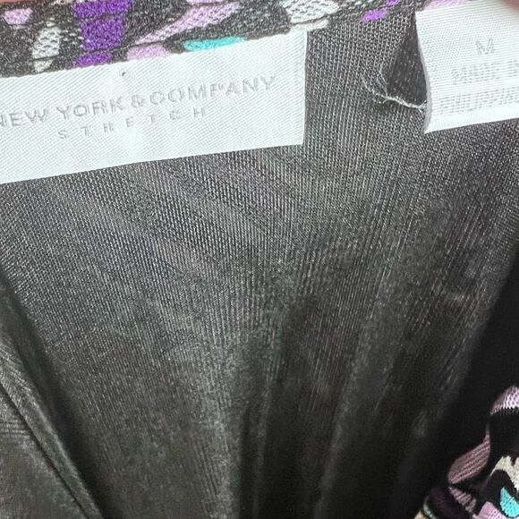 New York & Company Stretch purple and aqua abstract print dress size medium - Picture 5 of 6